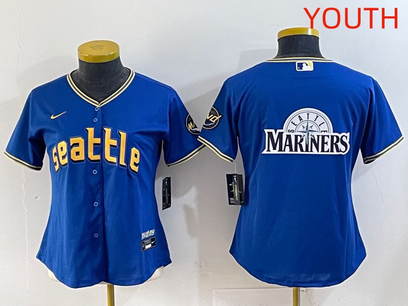 Youth 2025 Seattle Mariners Blank Blue City Edition Nike MLB Jersey style 11